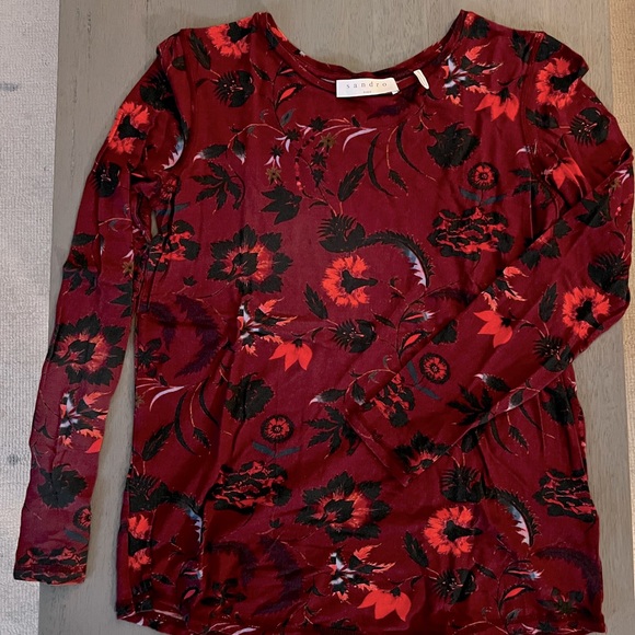 Sandro Floral Crew Neck Long Sleeve Top - Picture 1 of 8